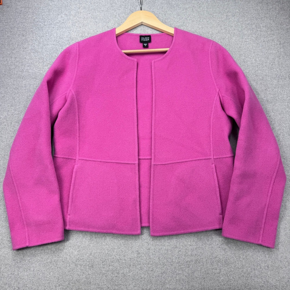 Eileen Fisher Pink Wool Cashmere Blend Open Cardigan Jacket Size S *FLAW
